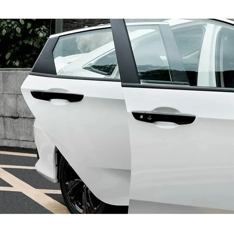 For Honda Civic 10th Gen 2016-2021 Car Carbon Fiber Style Black Exterior Door Handle Moulding Cover Trim W/Keyless Entry LHD