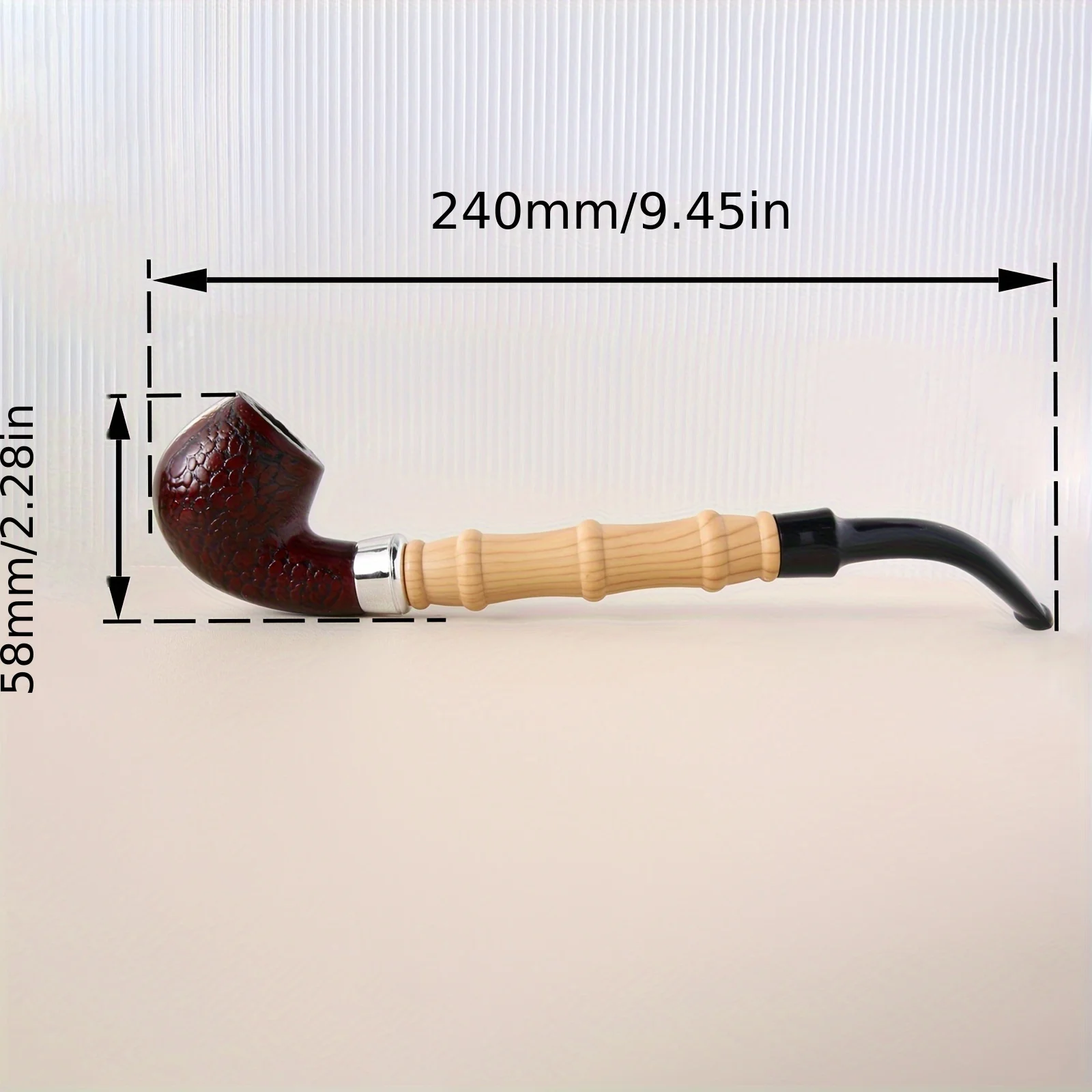 Crocodile Texture Emblem Classic Red Tobacco Pipe with Bamboo Style Durable Plastic Smoking Pipe for Tobacco Enthusiasts