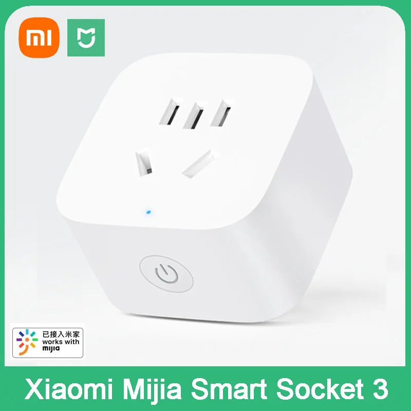 Smart Plug Xiaomi Mijia Smart Socket 3 WIFI Power Statistics Version Wireless Remote Control Adaptor Work With Mi home APP