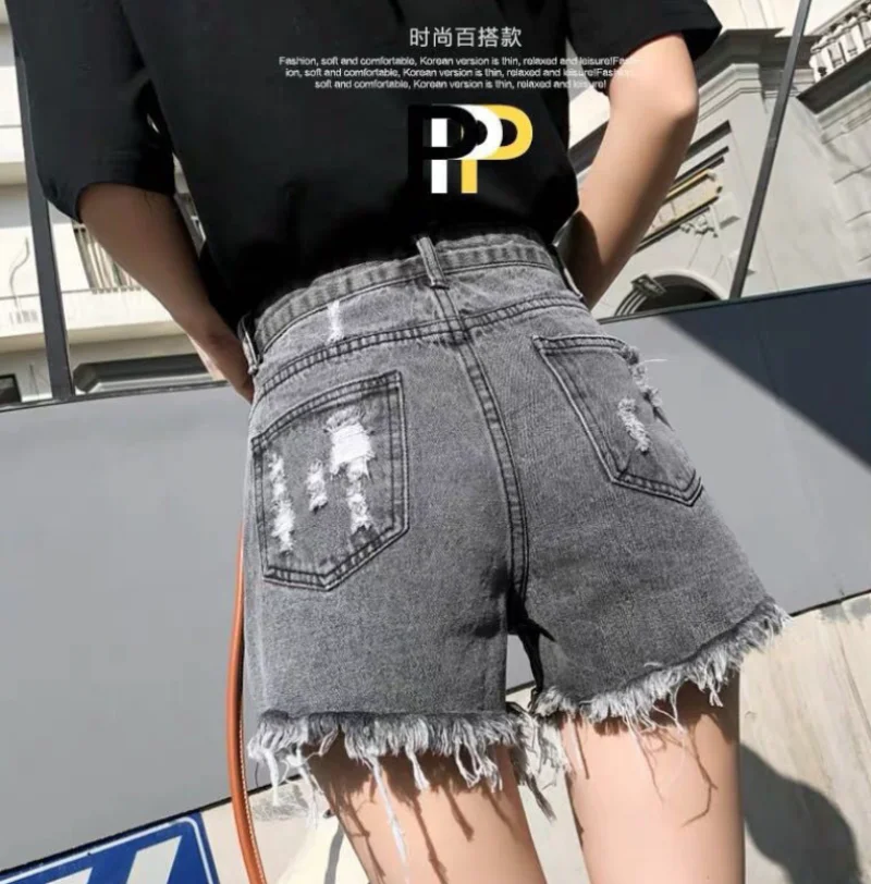 Short Pants for Woman To Wear Sexy Women's Shorts Ripped Biker Denim Wide Jeans Design Outfits Youthful New In Clothing Outdoor