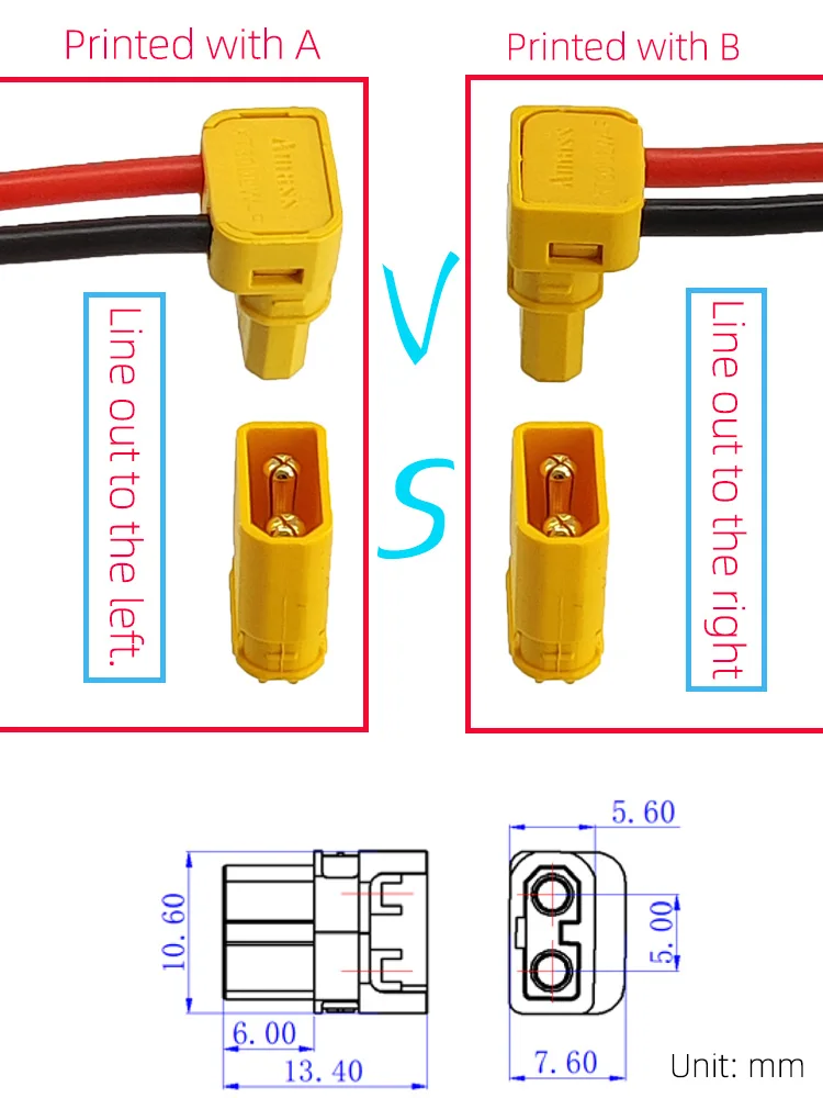 Câble de batterie XT30U mâle 40cm 18AWG avec isolation thermorétractable