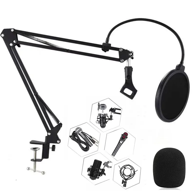 Microphone Stand Professional Scissor Arm Pop Filter Bracket Shock Mount for Mic microphone stand microphone shock mount