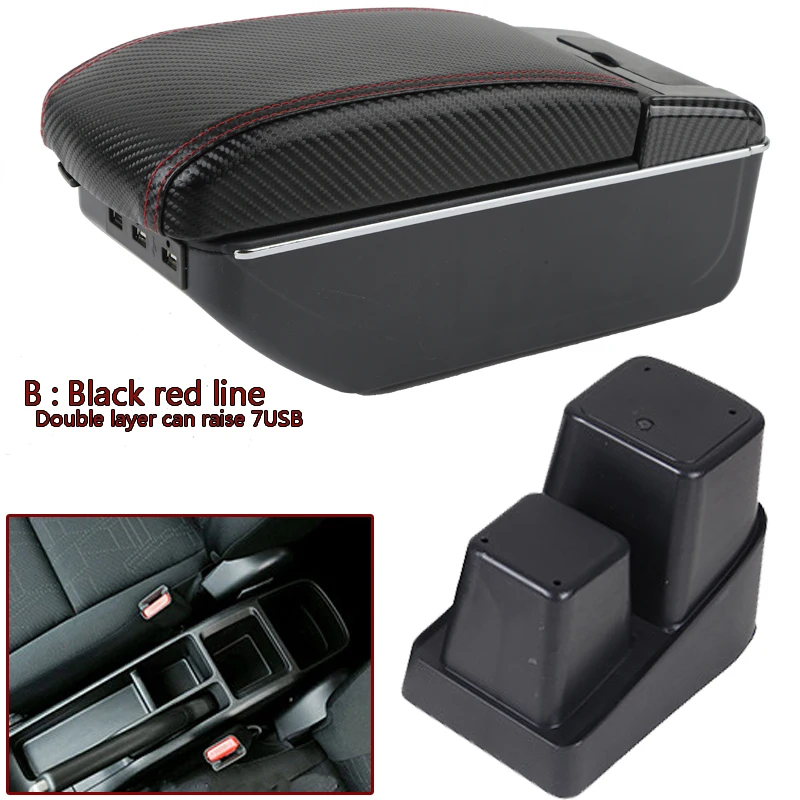

For Honda Fit Armrest For Honda Jazz Fit Car Armrest box 2014 2015 2016 2017 2018 2019 Retrofit parts Interior Storage box
