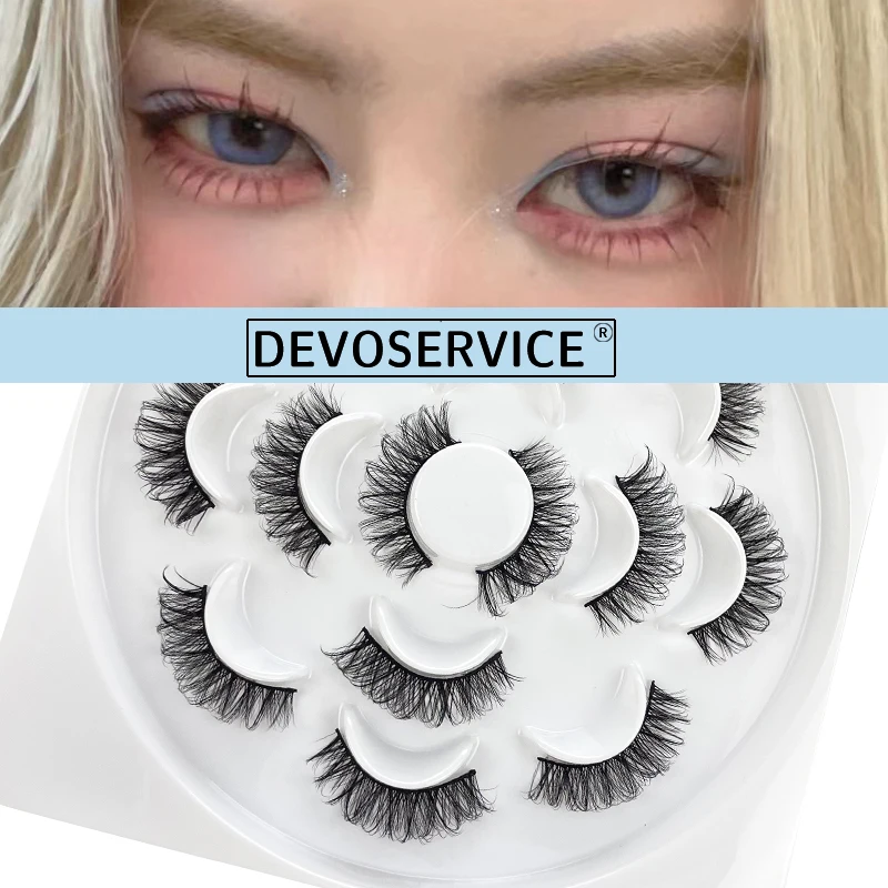 

DEVOSERVIC DD Curl Lashes 7 Pairs Dramatic 3D Faux Mink Lash Fluffy Wispy Volume Natural False Eyelashes Extension Wholesale