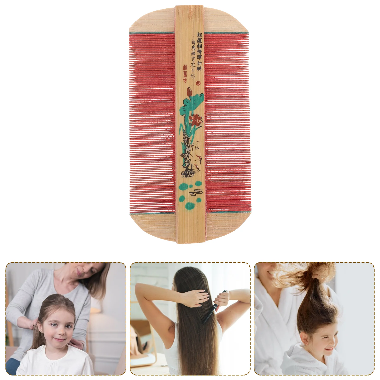 

2 Pcs Pet Comb Narrow Tooth Double Sided Headlice Hairdressing Bamboo Wood Curls