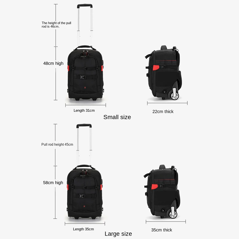 Rolling Luggage Trolley Folding Luggage Trolley Trolley Photography backpack Professional Camera Bag Trolley Travel Suitcase Video Photo Digital Camera Luggage Backpack