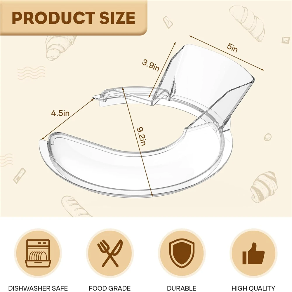 Pouring Shield For Kitchenaid 4.5 5Quart, Stainless Steel Bowl-Lift Stand Mixer Accessories Splash Guard Splatter Screens Covers