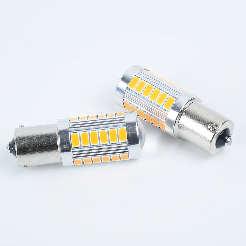 

2 Pcs 1156 BAU15S PY21W 12V 24V Car Vehicle 33SMD LED Daytime Running Light DRL Reverse Lamp Amber Bulbs Car Side Marker Light