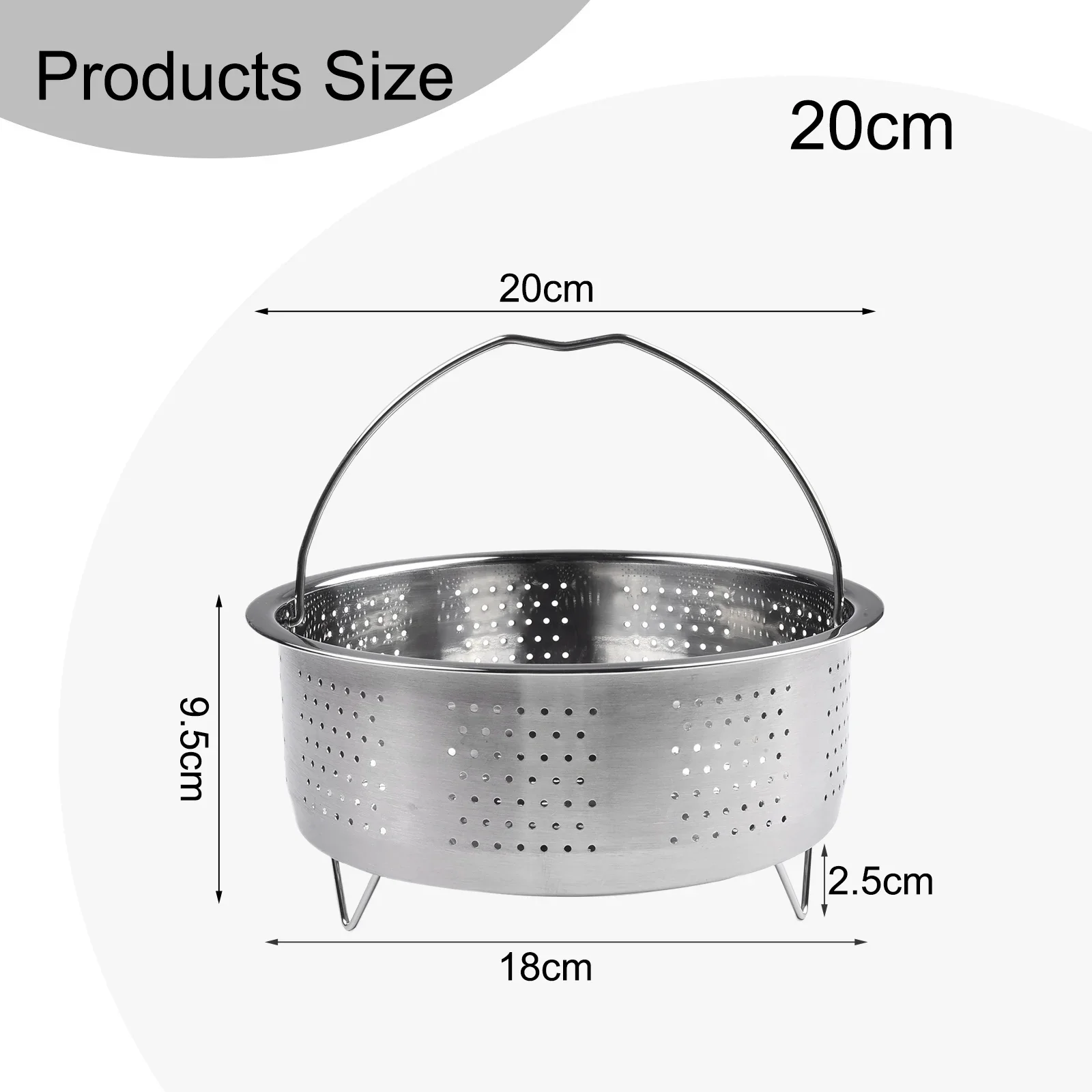 Steamer Basket Steamer Pot Bar Dining For Pressure Cooker Steam Basket Silver Stainless Steel Home Silicone Handle