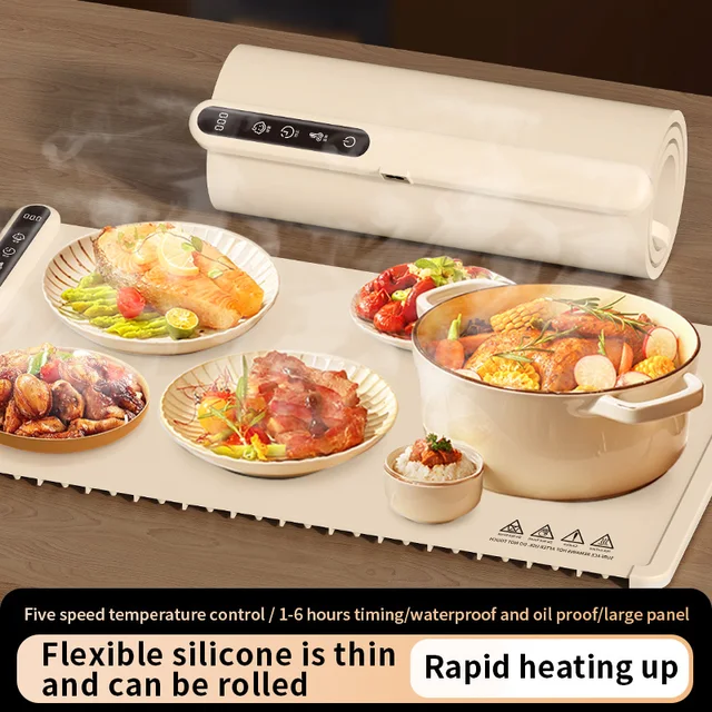 220V Multi-Functional Electric Beverage Warmer with Non-Slip Surface and Foldable Design Dishes Warmer for Hot Meals and Drinks 2