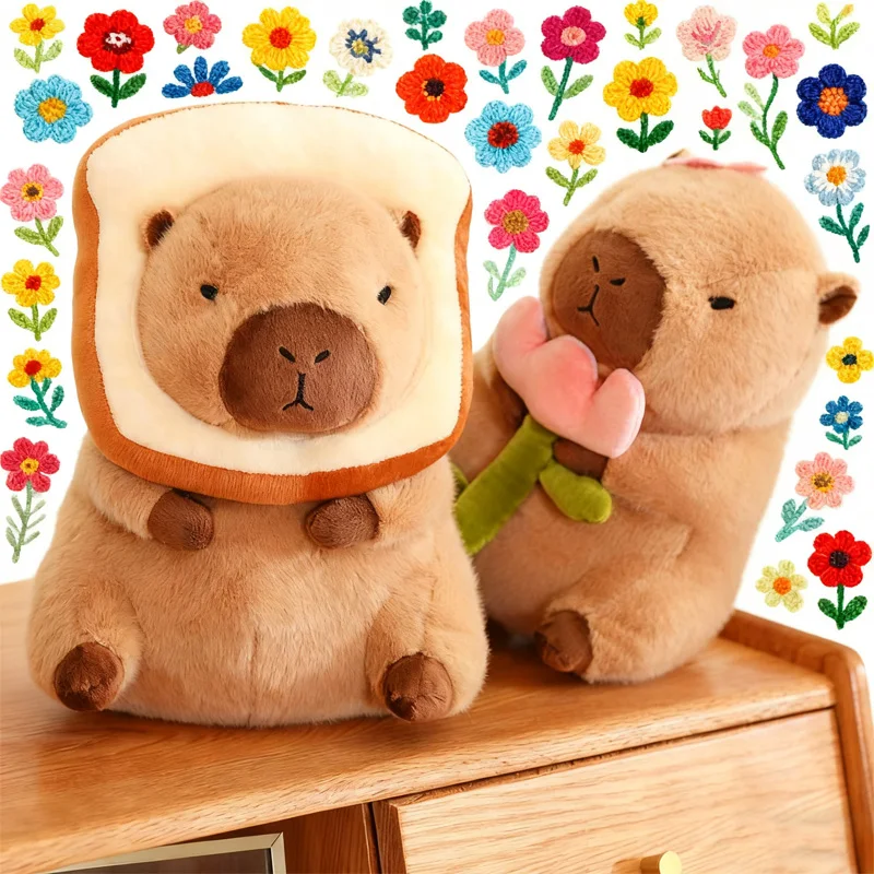 23CM Kawaii Anime Capybara Bread Plush Toy Creative Stuffed Animals Capybara Toast Doll Girl Birthday Toys Girlfriend Cute Gifts