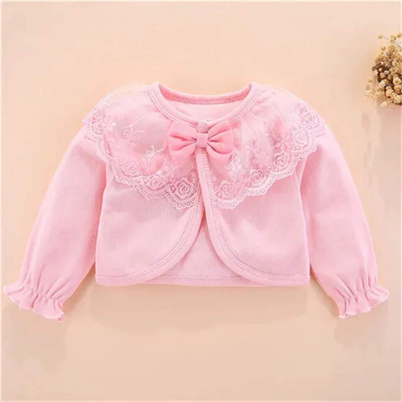 Toddler Baby Girls Cotton Coat Bow Lace Princess Outerwear Clothes Wedding Birthday Party Newborn Baby Coat For Girls 0-1 Years
