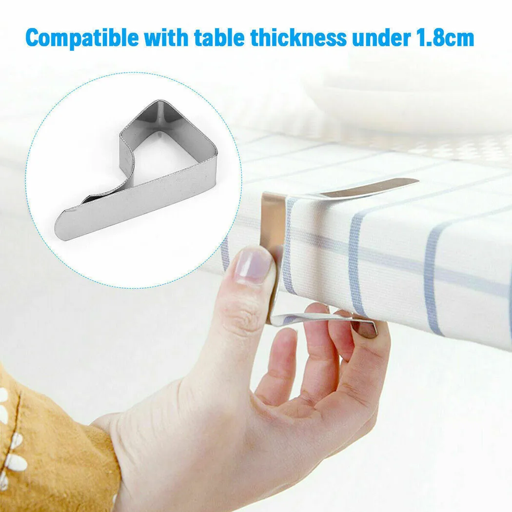 8pcs Stainless Steel Anti-Slip Tablecloth Clamps Non-slip Securing Holder Wedding Camping Promenade Table Cloth Cover Fix Clips