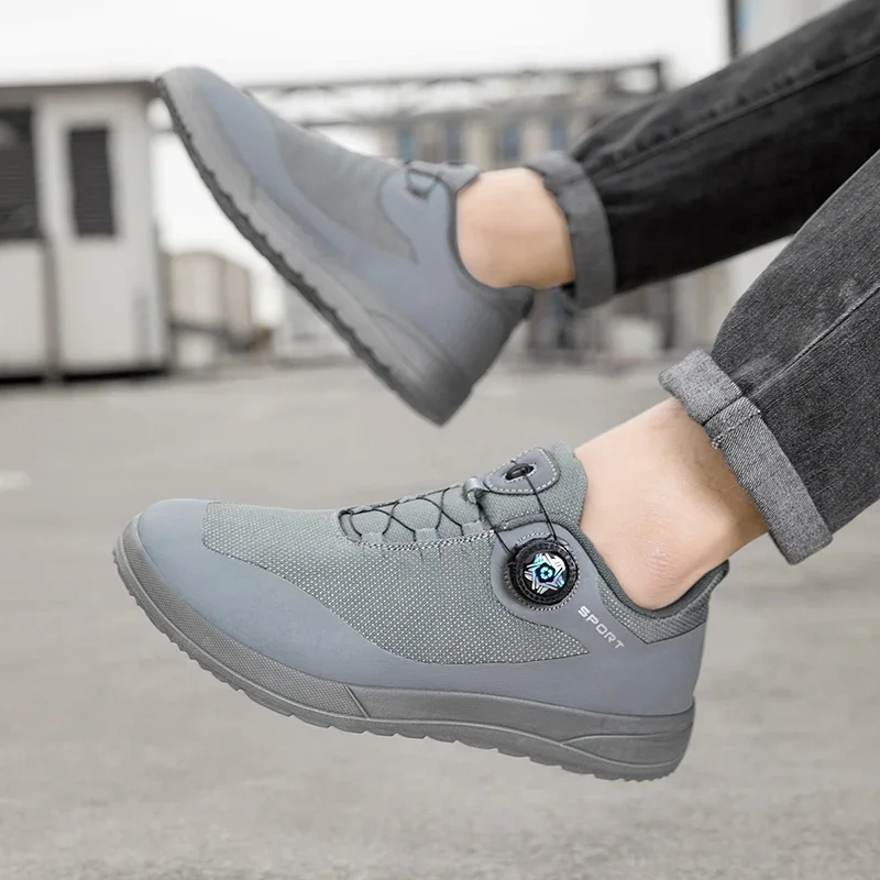 Wide Toe Sneakers Men Rotary Buckle Black Designer Shoes Man Casual Sneakers Outdoor Non-slip Men's Walking Shoes Big Size 47 5