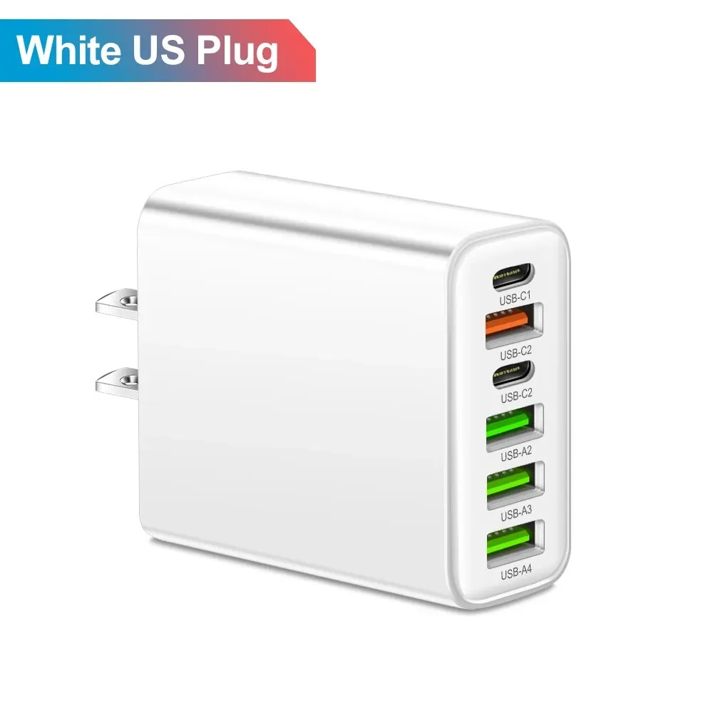 إجمالي 65 واط 6 في 1 4 USB و 2 نوع C شحن سريع شاحن...