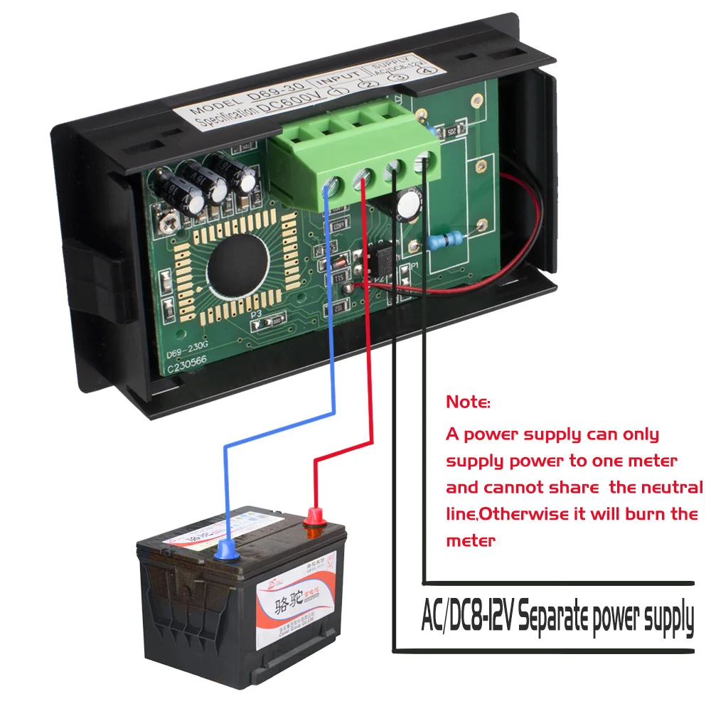 DC 0-600V Digitales Voltmeter Elektrisches Messinstrument HD-Panel Grün-Blaues LCD-Display Spannungsdetektor Messgerät Tester – Detail 10