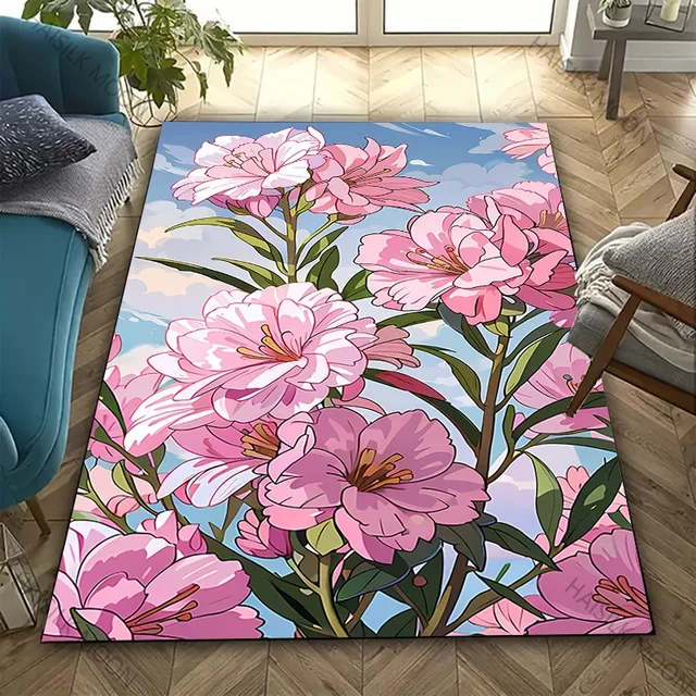 Blue Rose Peony Carpet 2