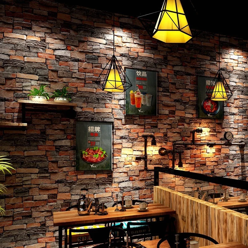 Nostalgic 3D imitation brick pattern brick wallpaper cafe bar restaurant culture stone red brick wallpaper