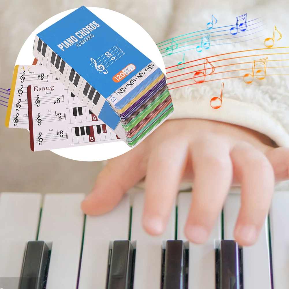 Flash Cards for 120 Chords with Piano Chords Chart Fun Educational Flashcards for Beginner Seasoned Player Music Theory Teacher