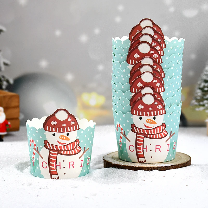 Description Picture 3 of item20Pcs Christmas Cupcake Linner Cartoon Santa Claus Muffin Paper Cups 2024 Christmas Party Cake Decoration Supplies Kids Favors
