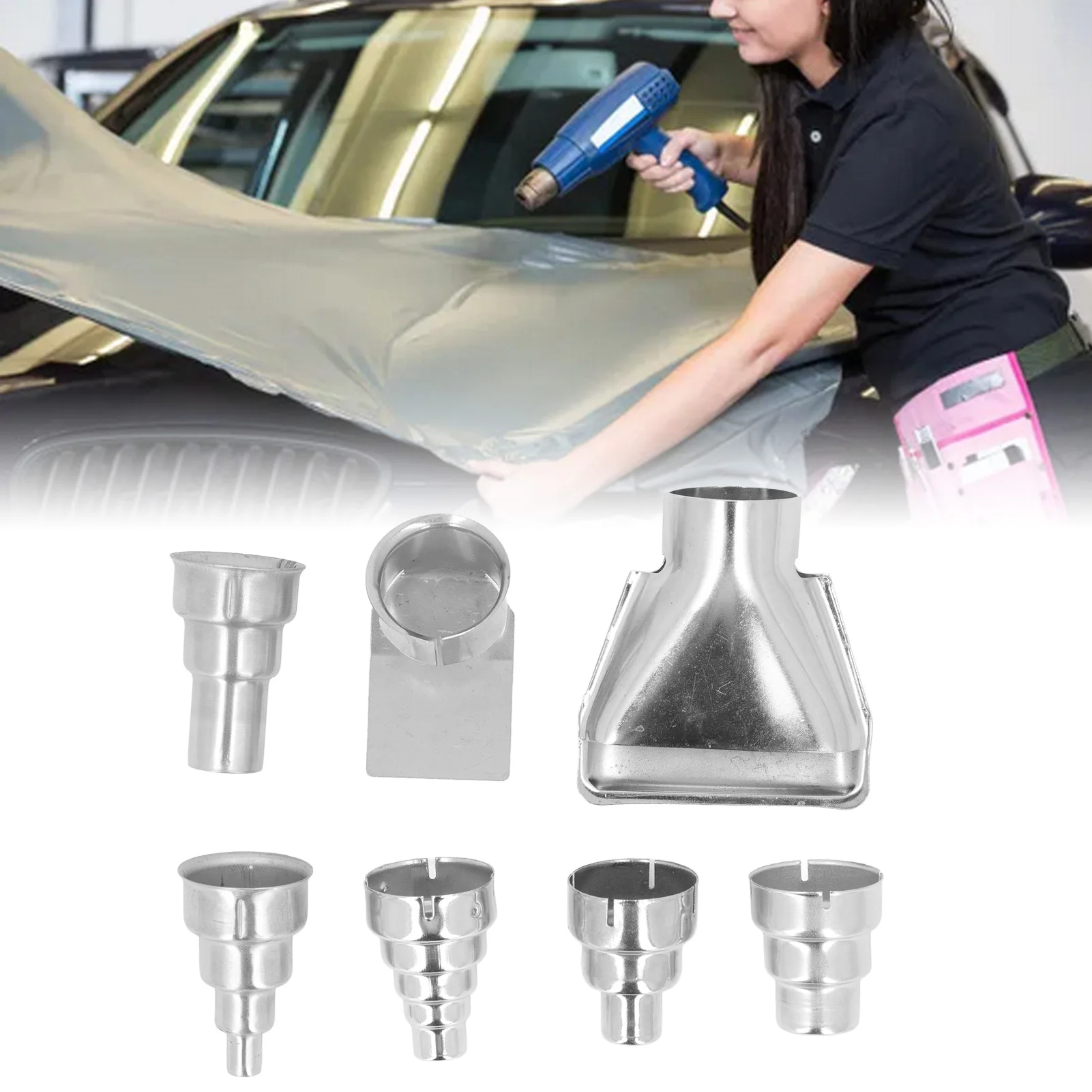 35mm Heat Gun Nozzle Set Stainless Steel Hot Air Gun Nozzle for Pipe Welding PVC Shrinking Stainless Steel Heat Nozzles