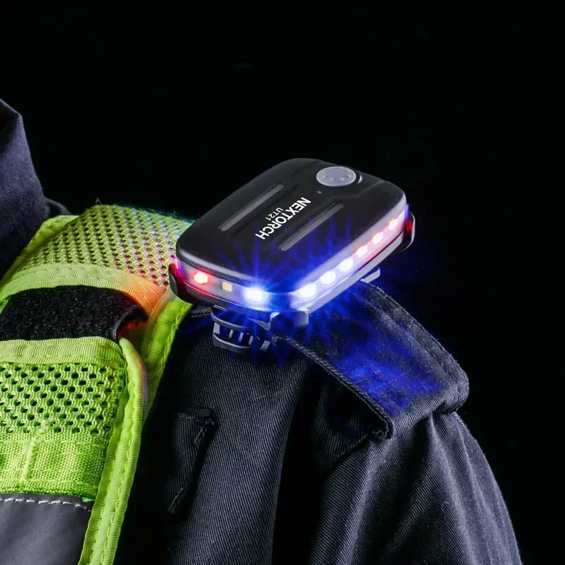 Newest UT21 Gravity Sensing Police Shoulder Lights Portable Red Blue LED 360° Rotation Warning Safety Lamp for Security Patrol