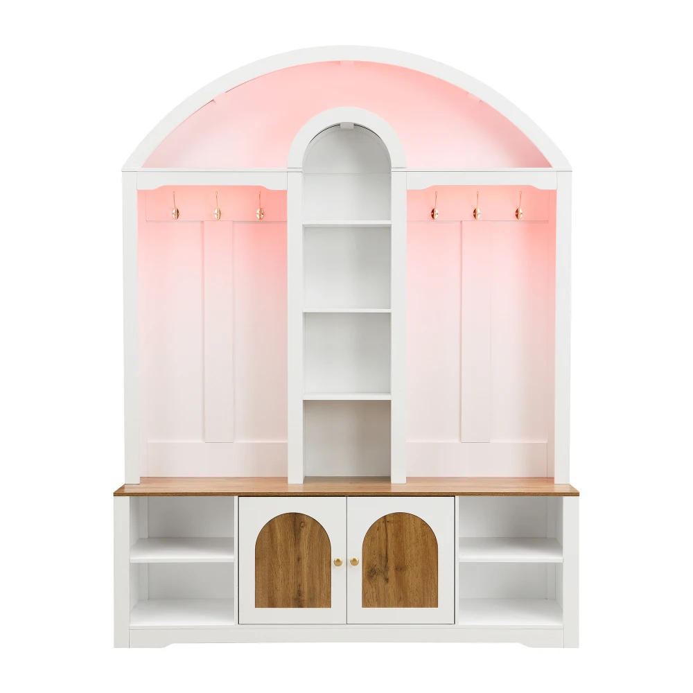 Multifunktionaler Kleiderschrank mit Schuhregal und Haken, Eingangsbereichsschrank mit Regalen, Kleiderschrank mit praktischem Stauraum – Detail 24