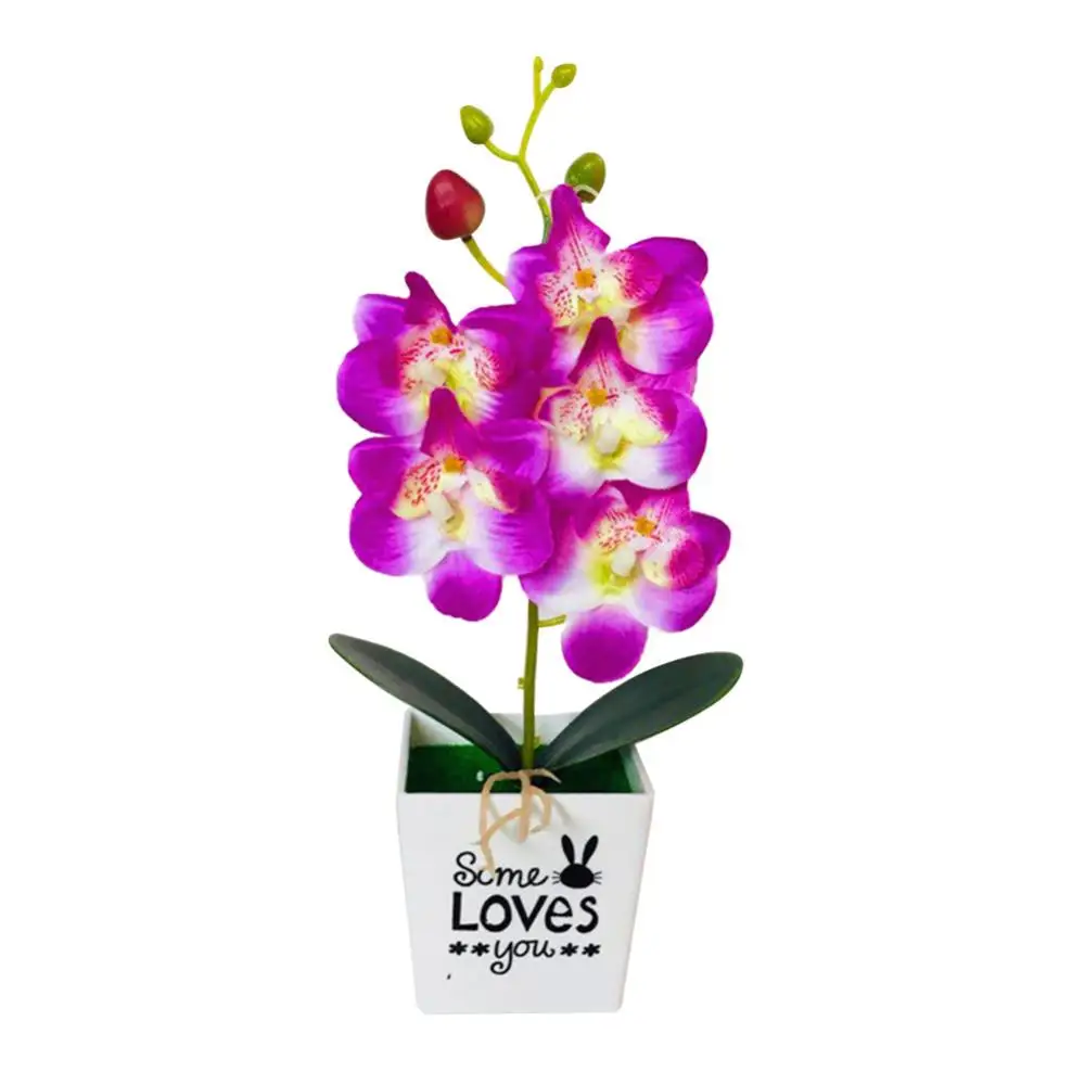 thumbnail image 1 of Bonsái de orquídea mariposa artificial con flores falsas y maceta para decoración de muebles del hogar, 1 of 5