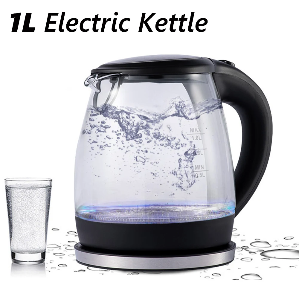 1LElectricKettleBlueLightStainlessSteelCoffeeTeaMaker