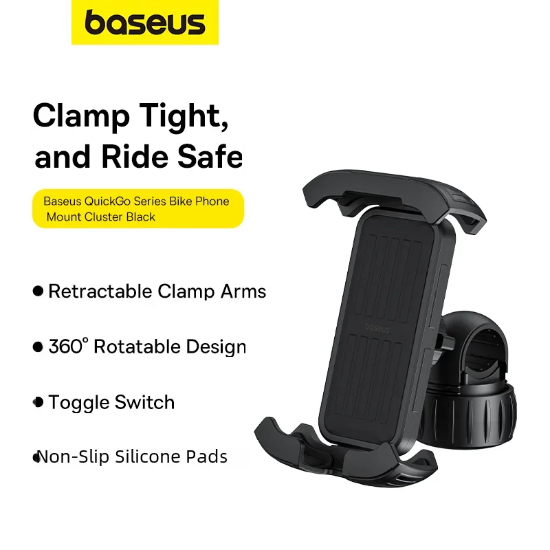 Baseus Universal Bike Phone Holder Handlebar Stand Motorcycle Bicycle Phone Mount Bracket For iPhone 15 14 Pro Max Xiaomi Huawei