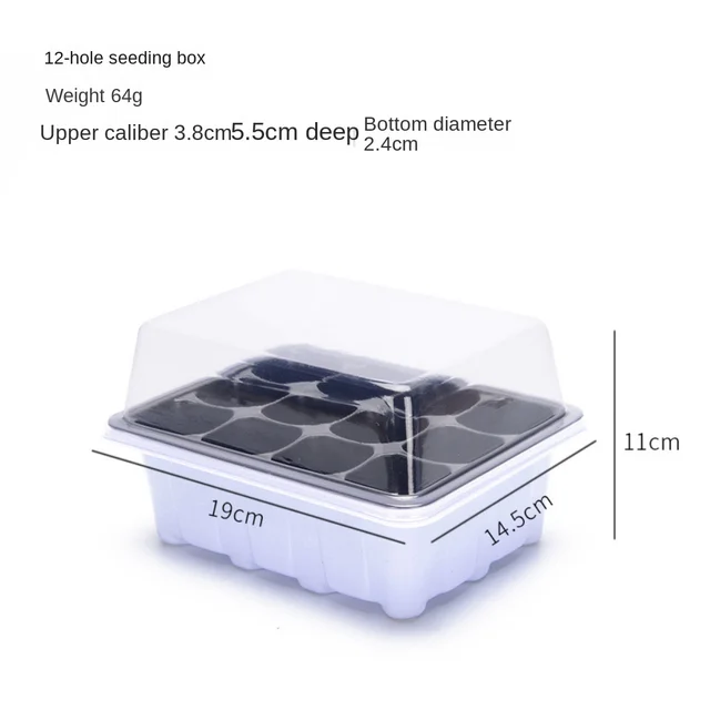 12 Holes Nursery Pots Plastic Germination Box Flower Planting Seed Tray with Clear Cover Plant