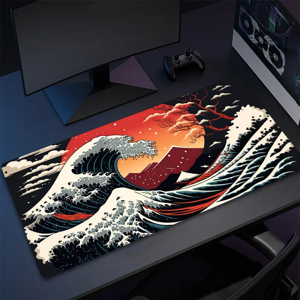 

PC Custom HD Print New Mousepad Japan Art Great Waves Rubber Mouse Pad Lock Edge Playmat Non-Slip Office Computer Mice Pads XXL