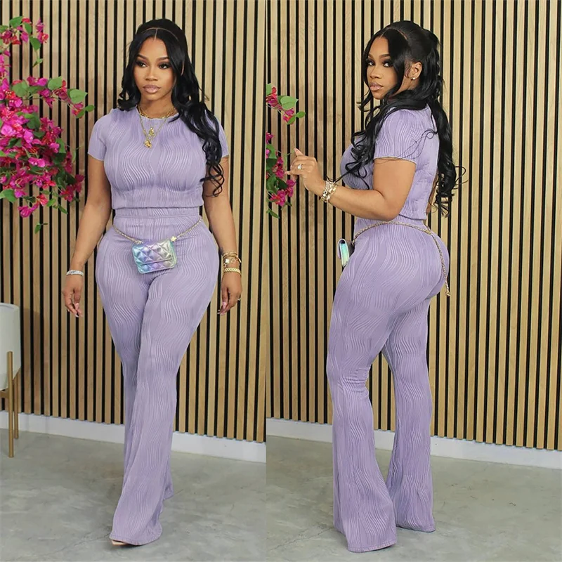 

Женская Однотонная футболка с коротким рукавом и круглым вырезом, комплект из 2 предметов для весны и лета