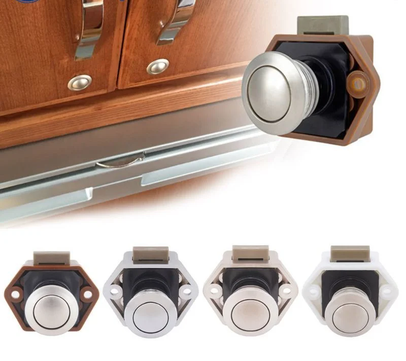 Cabinet Door Lock Drawer Lock Button Camper Car Push Lock Diameter 20/26mm RV Caravan Boat Travel Trailer Drawer Latch Keyless Cabinet Lock Furniture Hardware