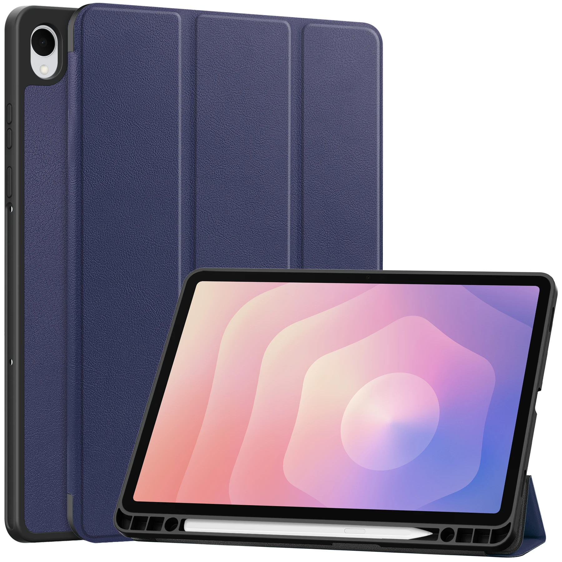 Enhanced Tri-Folding Flip Stand Case with Pencil Holder