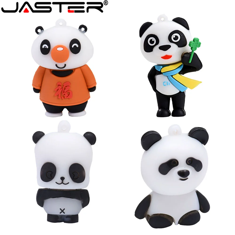 

JASTER USB 2.0 Flash Drive 64GB Pen Drives 32GB Cute Cartoon panda pendrive 16GB 8GB U Disk 4GB Gifts Key Chain Memory Stick