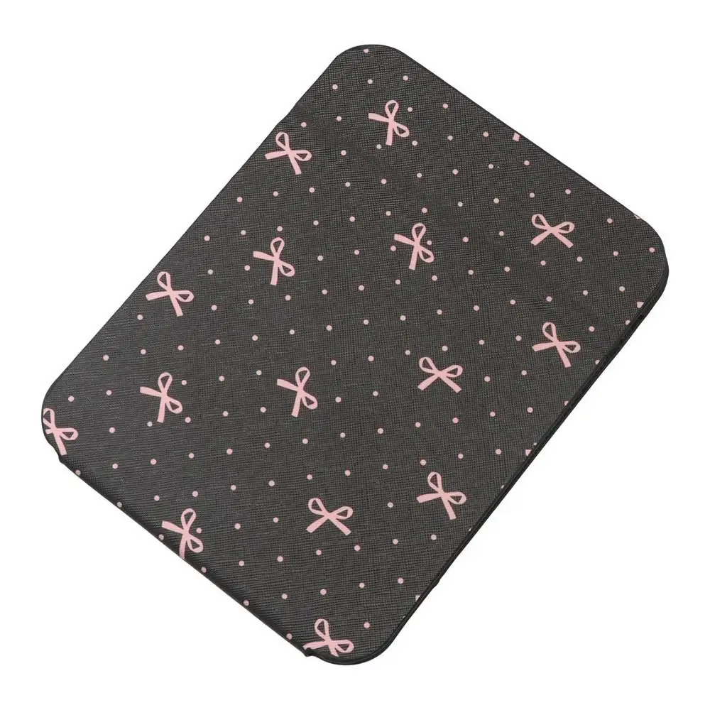 Pu Leather Desktop Stand Mirror Pink Bow Compact Cosmetic Mirror Vanity Mirror Folding Light Weight Fold Makeup Mirror Bedroom