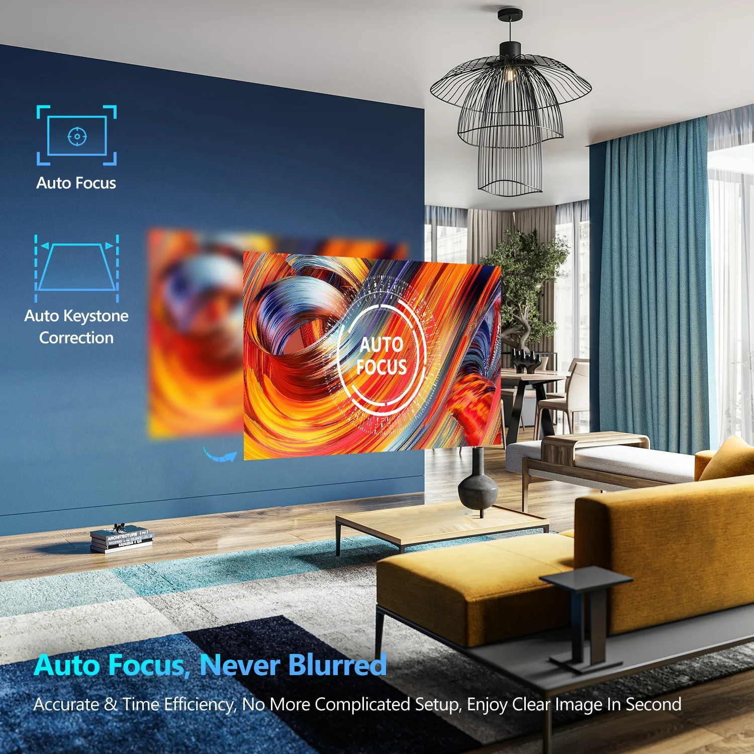4K TV Projector for Smartphone Android 9.0 Bluetooth Wifi Home Theater Outdoor 1480ANSI portable projector