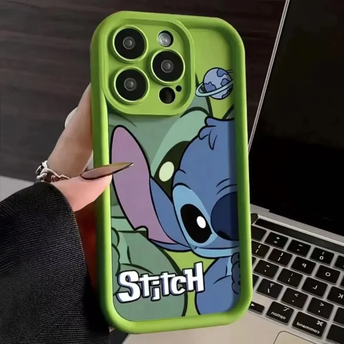 thumbnail image 1 of Funda de silicona de Disney Stitch para iPhone, carcasa suave a prueba de golpes para modelos 14, 11, 12, 13, 15 Pro Max, X, XR, XS Max, 8, 7, 15 Plus, SE 2020, 1 of 5