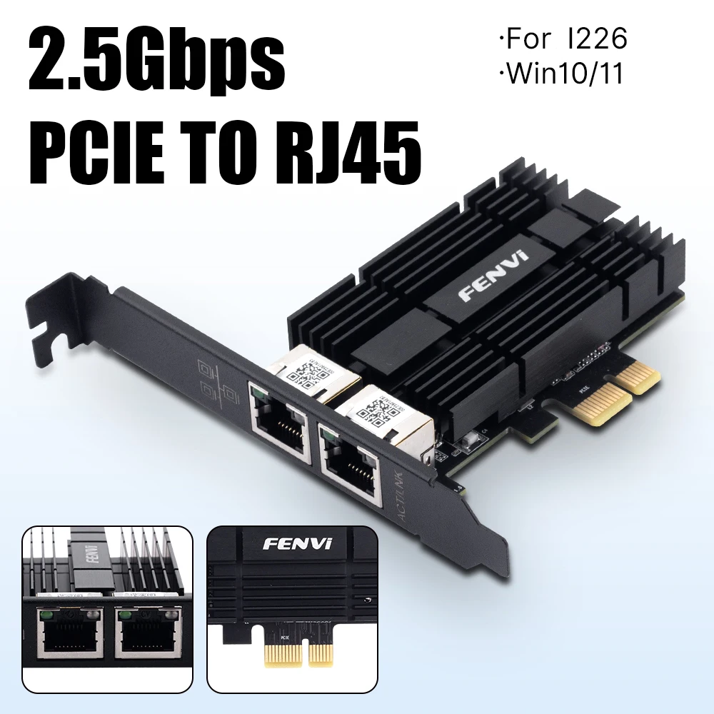 FENVI For I226 PCI Express To RJ45 Network Card PCI-E RJ45 Gigabit Ethernet 2.5G 2500Mbps WiFi Adapter