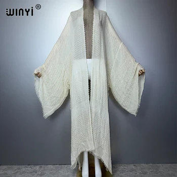 WINYI  high quality comfortable Women Soft Cardigan Loose Dress Party Boho Maxi beach Holiday Swimming Cover ups Africa Kimono 1