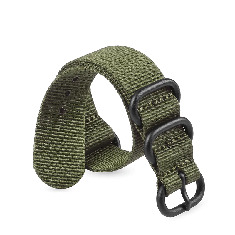 Elegant Black Nylon Woven Watch Strap with Fine Steel Buckle