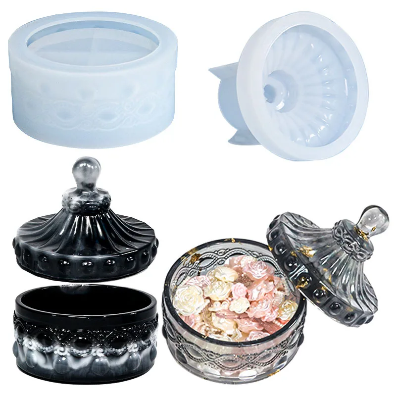 

DIY Crystal Epoxy Resin Mold Storage Box Makeup Insert Cup Jewelry Box Mirror Silicone Mold For Resin