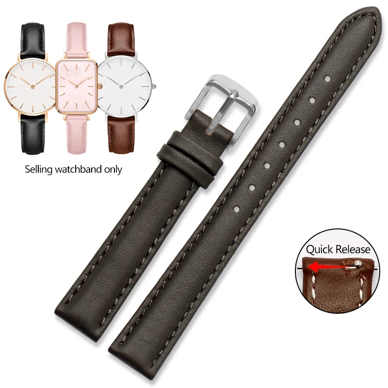Elegant Quick Release Leather Watch Strap – Soft Cowhide Bracelet