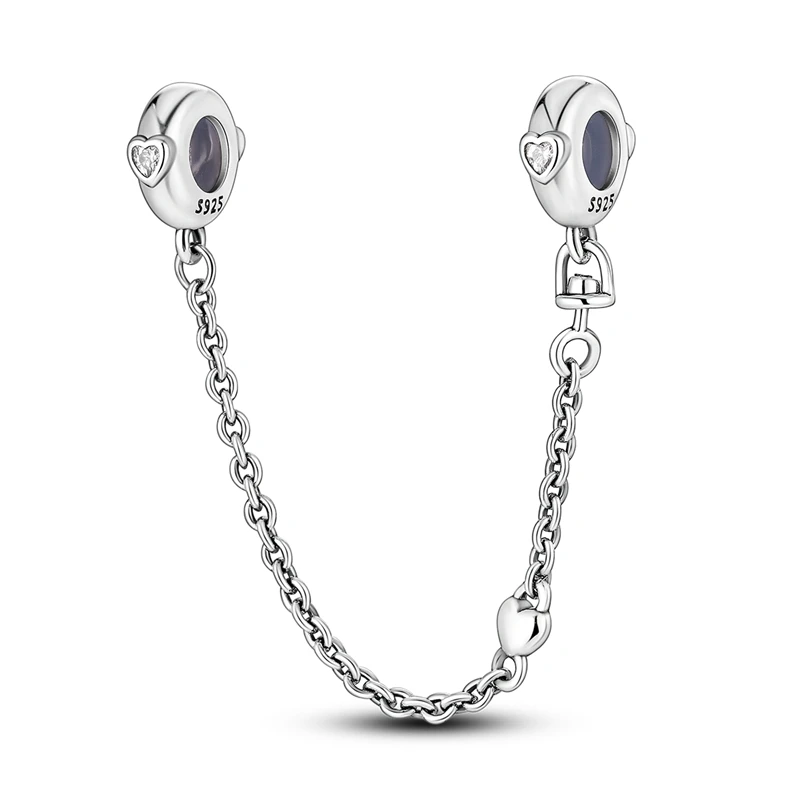 Neue Sicherheitskette aus 925er-Sterlingsilber, Herz, Stern, Mond, Anhänger, passend für Original-Armbänder, DIY-Schmuck, Geschenk – Detail 12