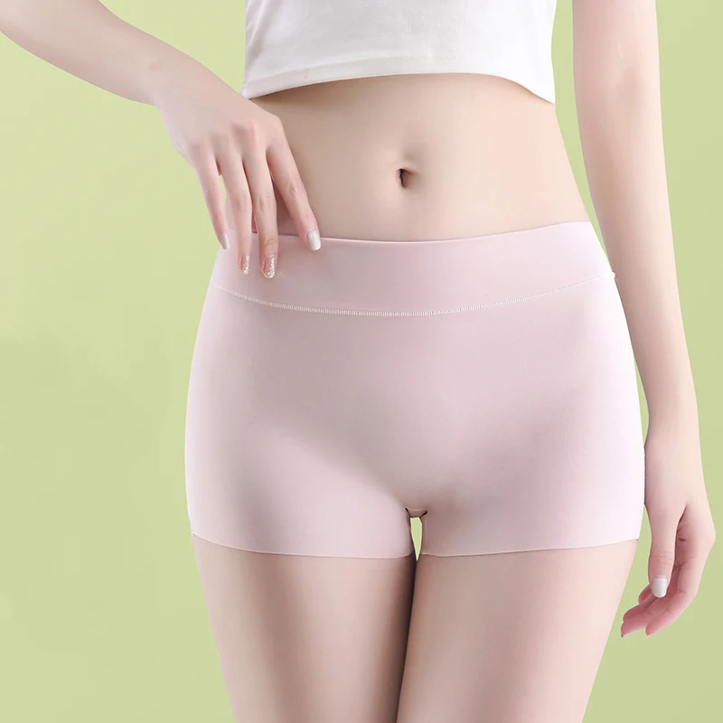 Seamless Women Safety Short Pants Nylon Panties Mid Waist Girls Panty Emptied Boyshorts Boxers Ice Silk Cool Female Underwear safety shorts seamless panties safety pants