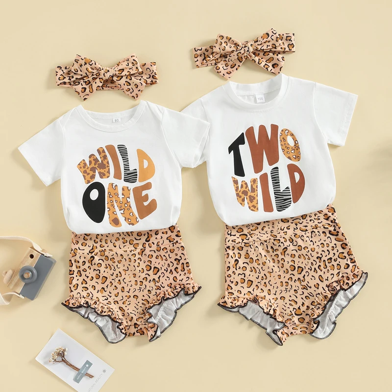 

2023-02-24 Lioraitiin 0-3Years Toddler Baby Girls 3Pcs Summer Outfits Short Sleeve Tops Ruffle Shorts Headband