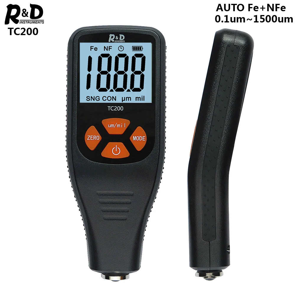 Coating Thickness Gauge 0.1 micron/0-1500 Car Paint Film Thickness Tester Measuring FE/NFE Russian Manual Paint Tool