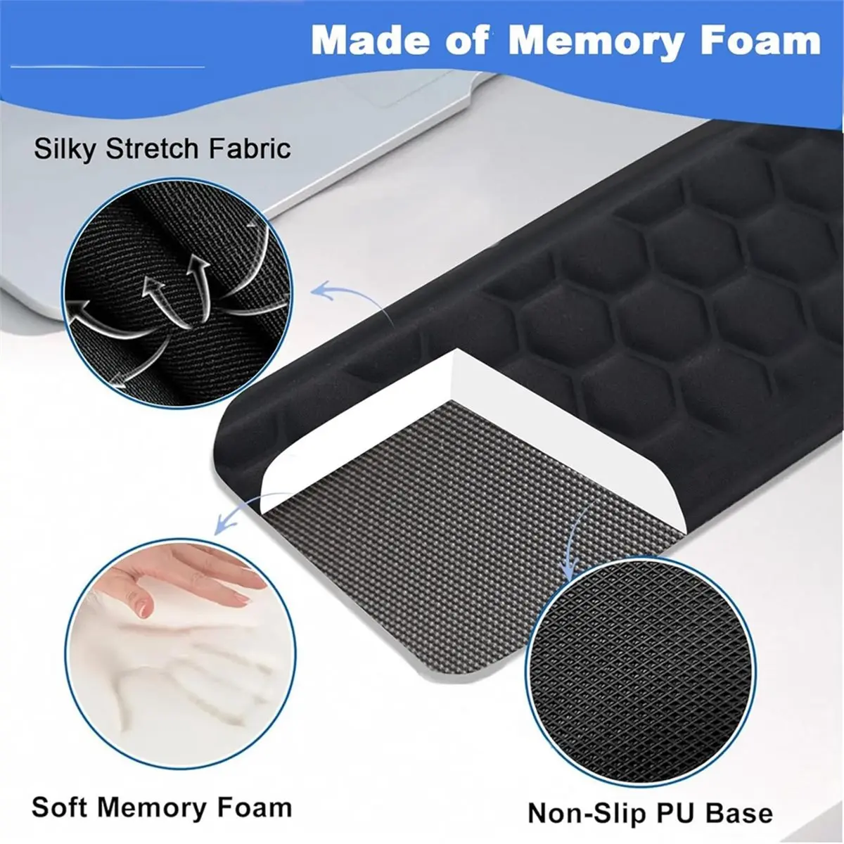 A10R 2PCS L자형 책상 팔꿈치 패드, 인체공학적 메모리폼 팔 받침대, 사무실, 게임 및 가정용 책상 가장자리 보호대
