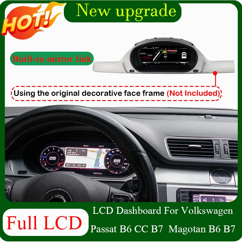 

New upgrade Full LCD Screen Speedometer Digital Dashboard Panel Virtual Instrument Cluster CockPit For VW Passat B7 B6 CC